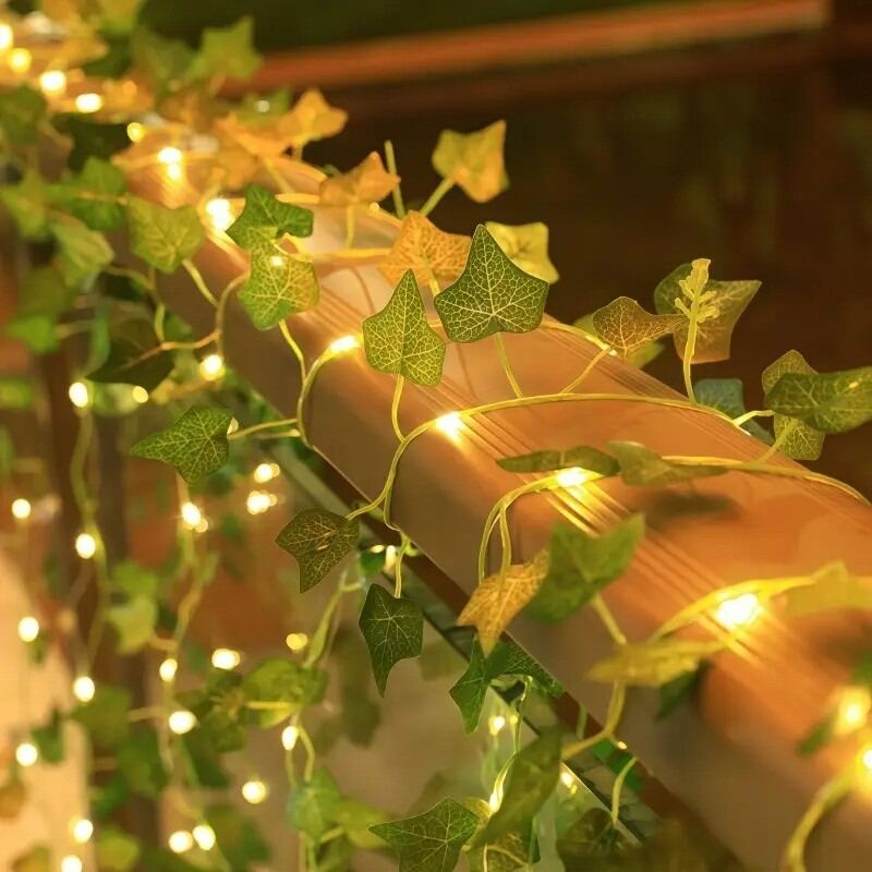 Picture of 15FT LED Ivy Maple Leaf Fairy Light – Artificial Leaf Decorative LED Light for Bedroom, Wall, Curtain, Garden, Balcony, Party & Home Decoration Gold