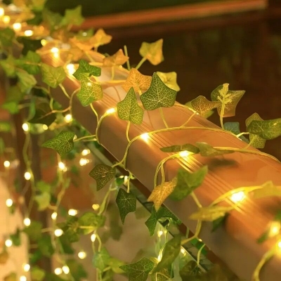 Picture of 15FT LED Ivy Maple Leaf Fairy Light – Artificial Leaf Decorative LED Light for Bedroom, Wall, Curtain, Garden, Balcony, Party & Home Decoration Gold