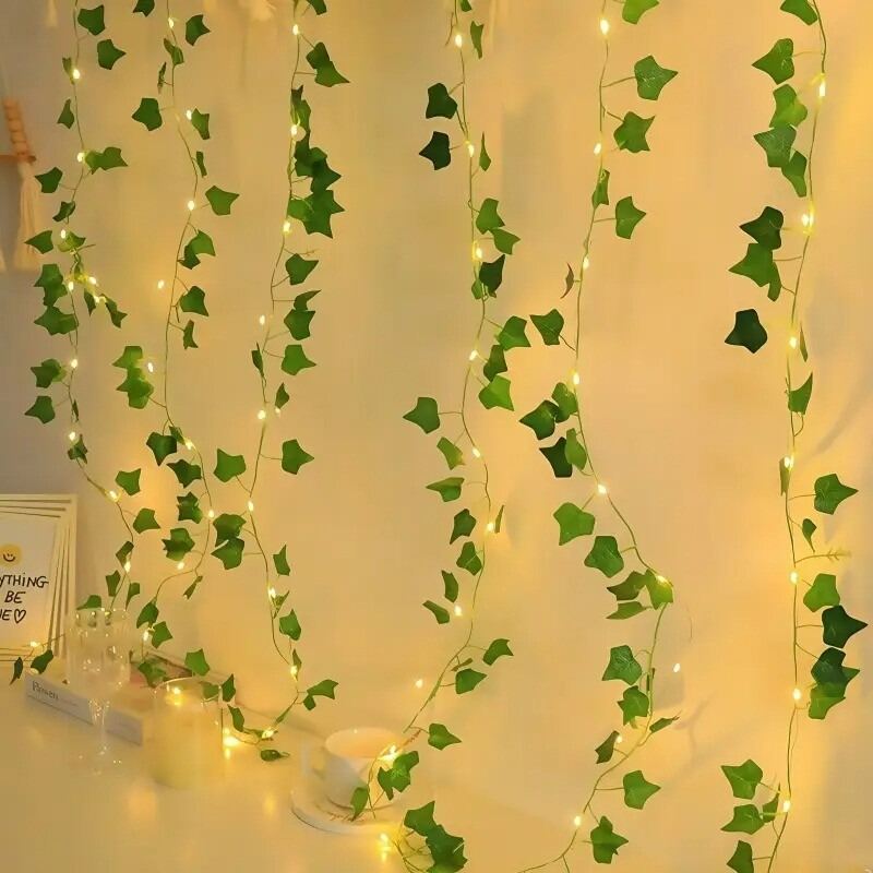 Picture of 15FT LED Ivy Maple Leaf Fairy Light – Artificial Leaf Decorative LED Light for Bedroom, Wall, Curtain, Garden, Balcony, Party & Home Decoration Gold