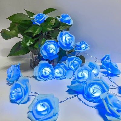 Picture of 80PCS LED Rose Flower Fairy Light 25FT – Flash Decorative String Light for Bedroom, Curtain, Wall, Wedding, Party, Garden & Home Decoration Blue