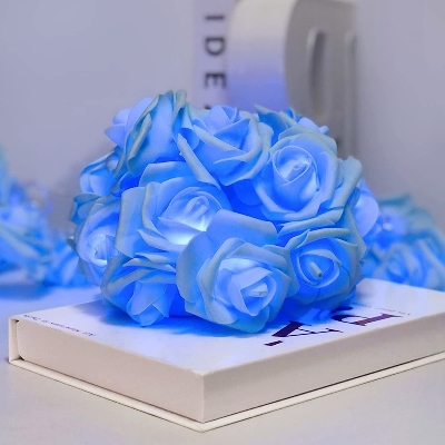 Picture of 80PCS LED Rose Flower Fairy Light 25FT – Flash Decorative String Light for Bedroom, Curtain, Wall, Wedding, Party, Garden & Home Decoration Blue