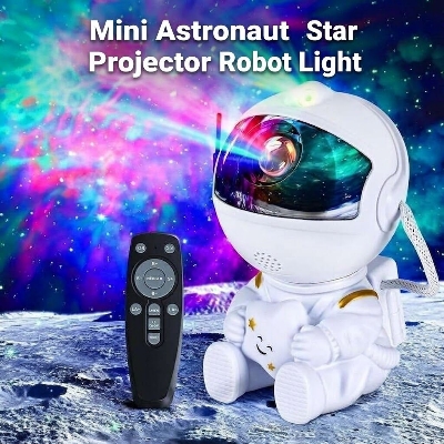 Picture of Mini Astronaut Star Projector Robot Light – Galaxy Night Light with Colorful Star Projection for Bedroom, Kids Room, Gaming Room & Home Decoration White