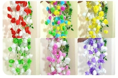 Picture of 80PCS LED Rose Flash Fairy Light 25FT Current System – Plug-in Decorative Rose Flower String Light for Bedroom, Curtain, Wall, Wedding, Party & Home Decoration 