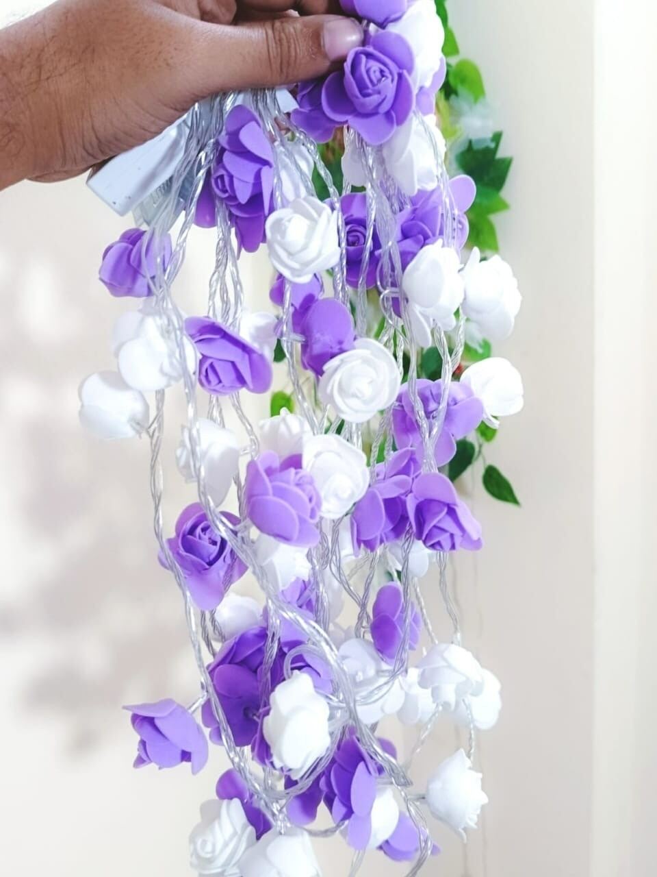 Picture of 80PCS LED Rose Flash Fairy Light 25FT Current System – Plug-in Decorative Rose Flower String Light for Bedroom, Curtain, Wall, Wedding, Party & Home Decoration 