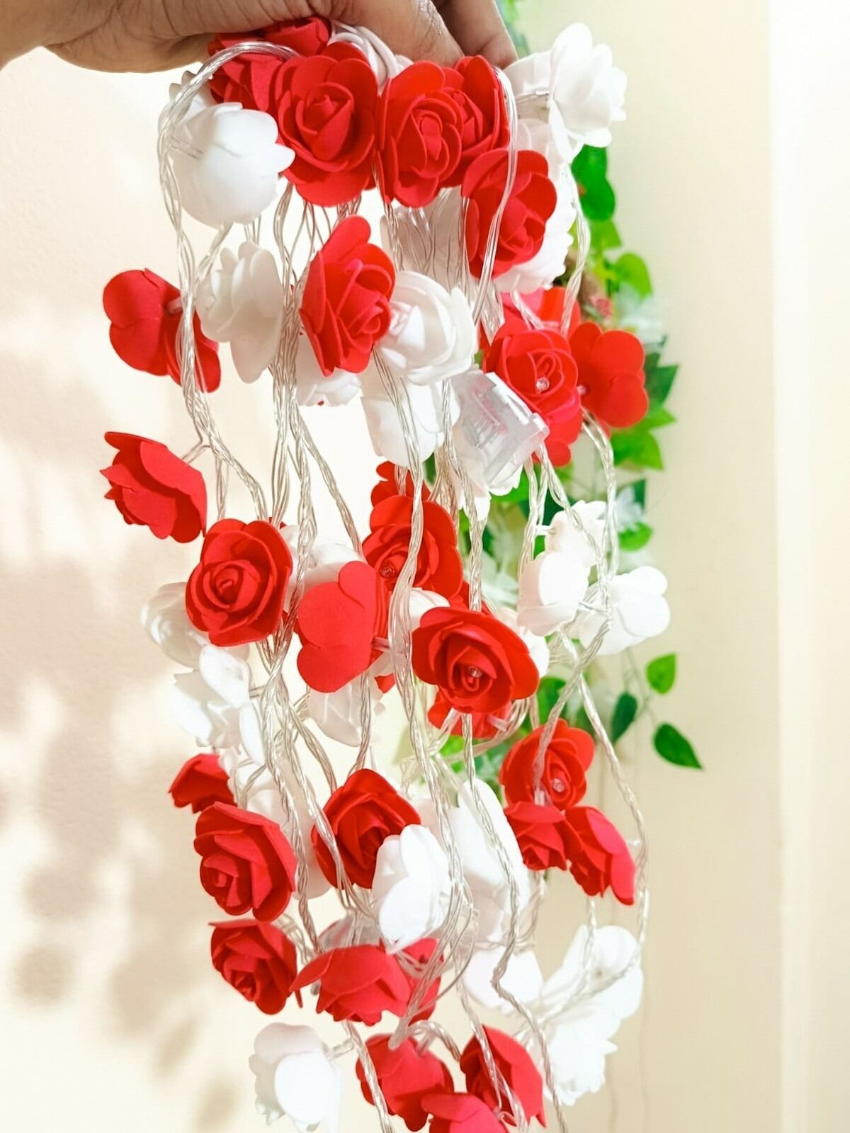 Picture of 80PCS LED Rose Flash Fairy Light 25FT Current System – Plug-in Decorative Rose Flower String Light for Bedroom, Curtain, Wall, Wedding, Party & Home Decoration 