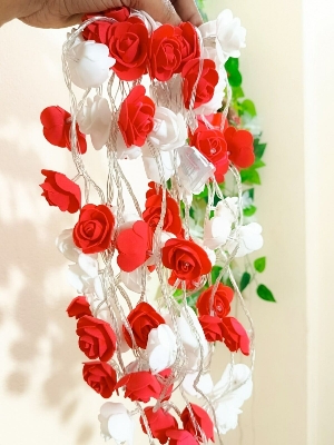 Picture of 80PCS LED Rose Flash Fairy Light 25FT Current System – Plug-in Decorative Rose Flower String Light for Bedroom, Curtain, Wall, Wedding, Party & Home Decoration 