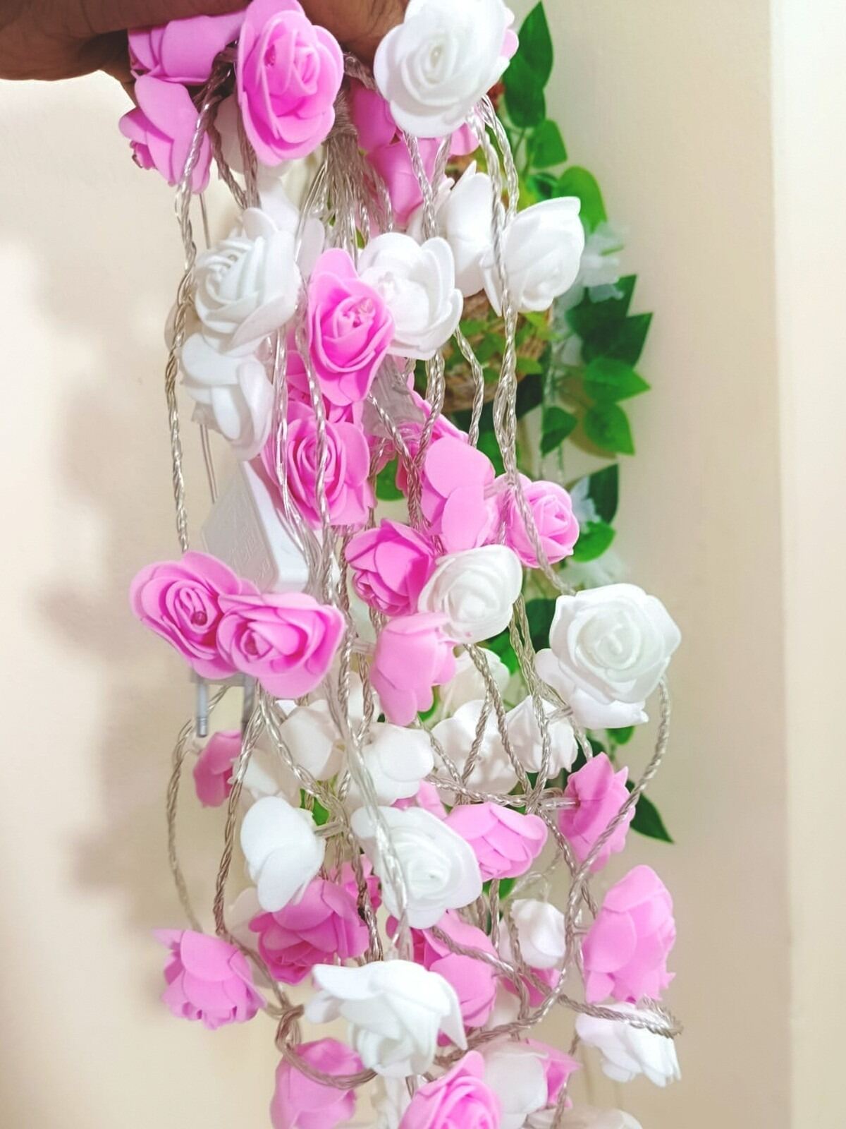 Picture of 80PCS LED Rose Flash Fairy Light 25FT Current System – Plug-in Decorative Rose Flower String Light for Bedroom, Curtain, Wall, Wedding, Party & Home Decoration 