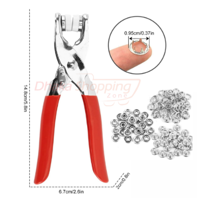 Picture of Five Prong Snap Button Installation Tool Kit with 100 Sets Metal Snap Fasteners Pliers Press Tool for Garment Sewing DIY Craft Canvas Repair Multicolor