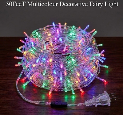 Picture of 50FT Multicolour Decorative Fairy Light – LED Room Decoration Light for Bedroom, Curtain, Wall, Wedding, Party, Garden & Home Decor Multicolor