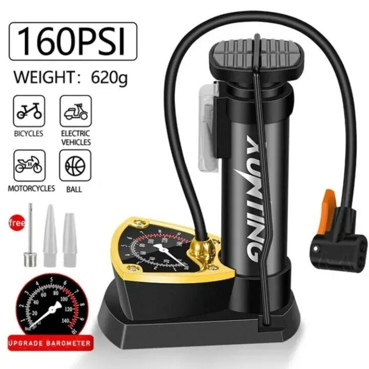 Picture of Portable High Pressure Bike Foot Pump – Mini Bicycle Air Inflator Floor Pump for MTB, Road Bike, Motorcycle, Football, Sports Ball & Household Use Multicolor