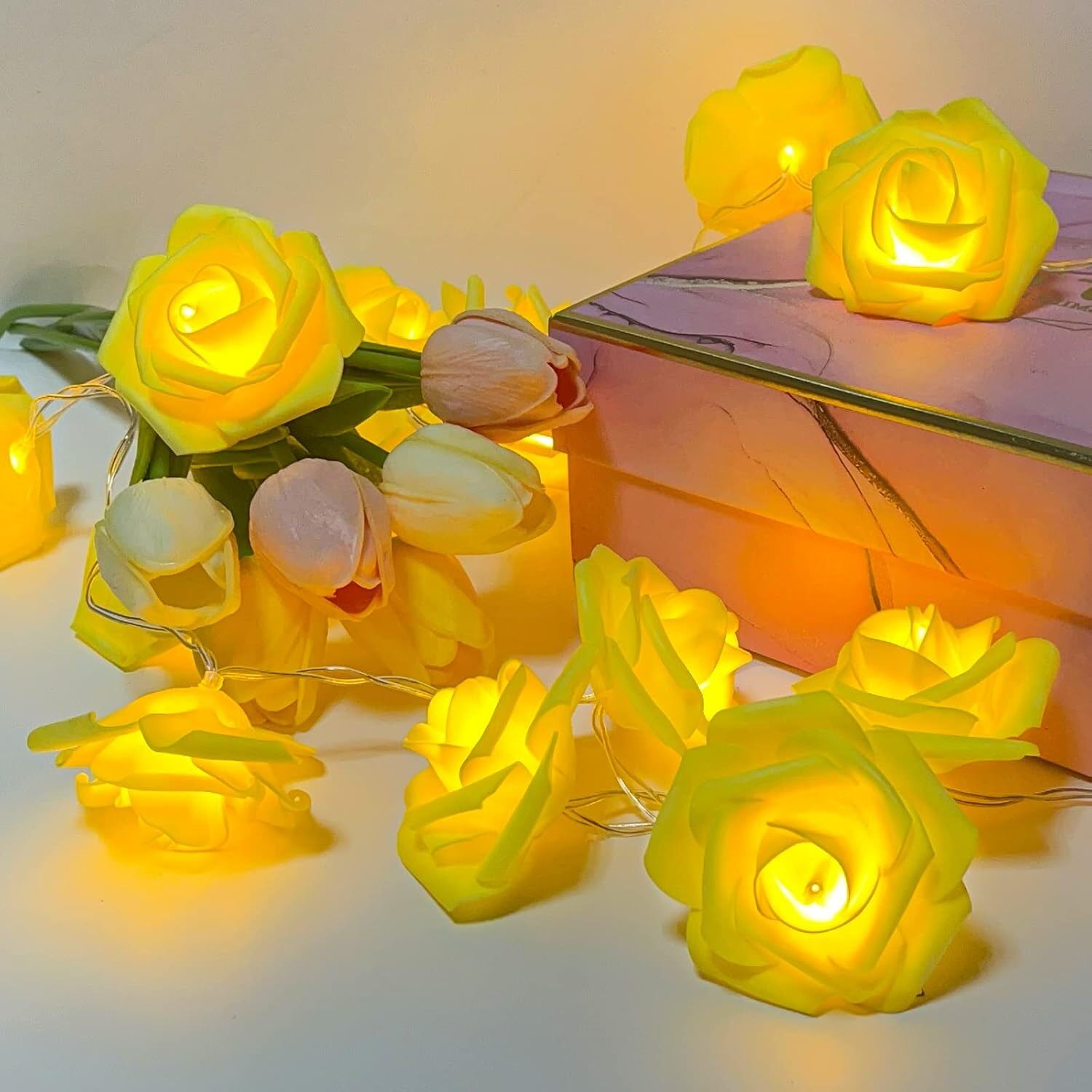 Picture of 80 LED Golden Rose Fairy Light 25FT – Decorative Flash LED Light for Bedroom, Curtain, Wall, Wedding, Party & Home Decoration Gold
