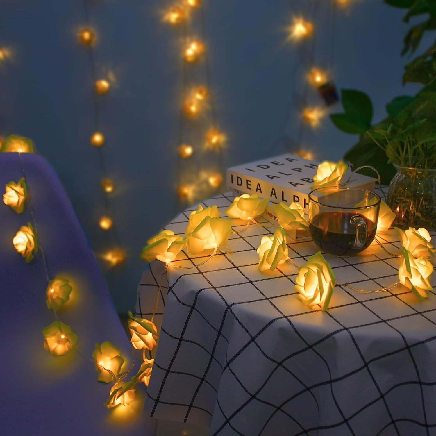 Picture of 80 LED Golden Rose Fairy Light 25FT – Decorative Flash LED Light for Bedroom, Curtain, Wall, Wedding, Party & Home Decoration Gold
