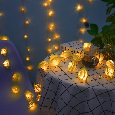 Picture of 80 LED Golden Rose Fairy Light 25FT – Decorative Flash LED Light for Bedroom, Curtain, Wall, Wedding, Party & Home Decoration Gold