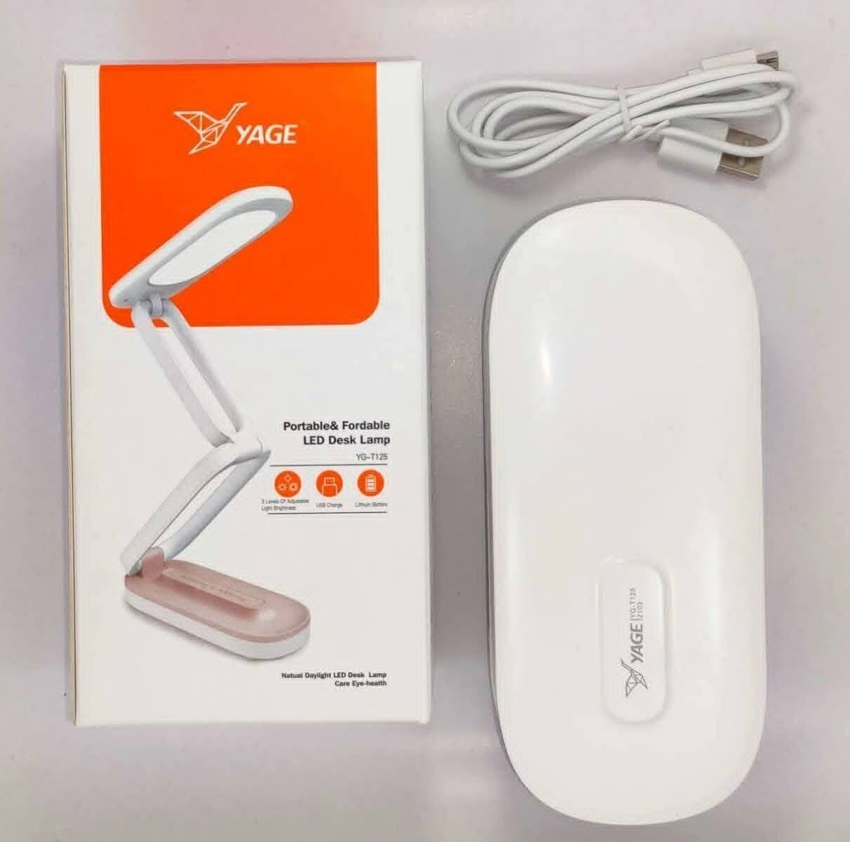 Picture of YAGE Foldable Rechargeable LED Desk Table Lamp – Eye Protection Reading Light, Portable Foldable Bedside Lamp for Study, Dormitory, Office & Home White