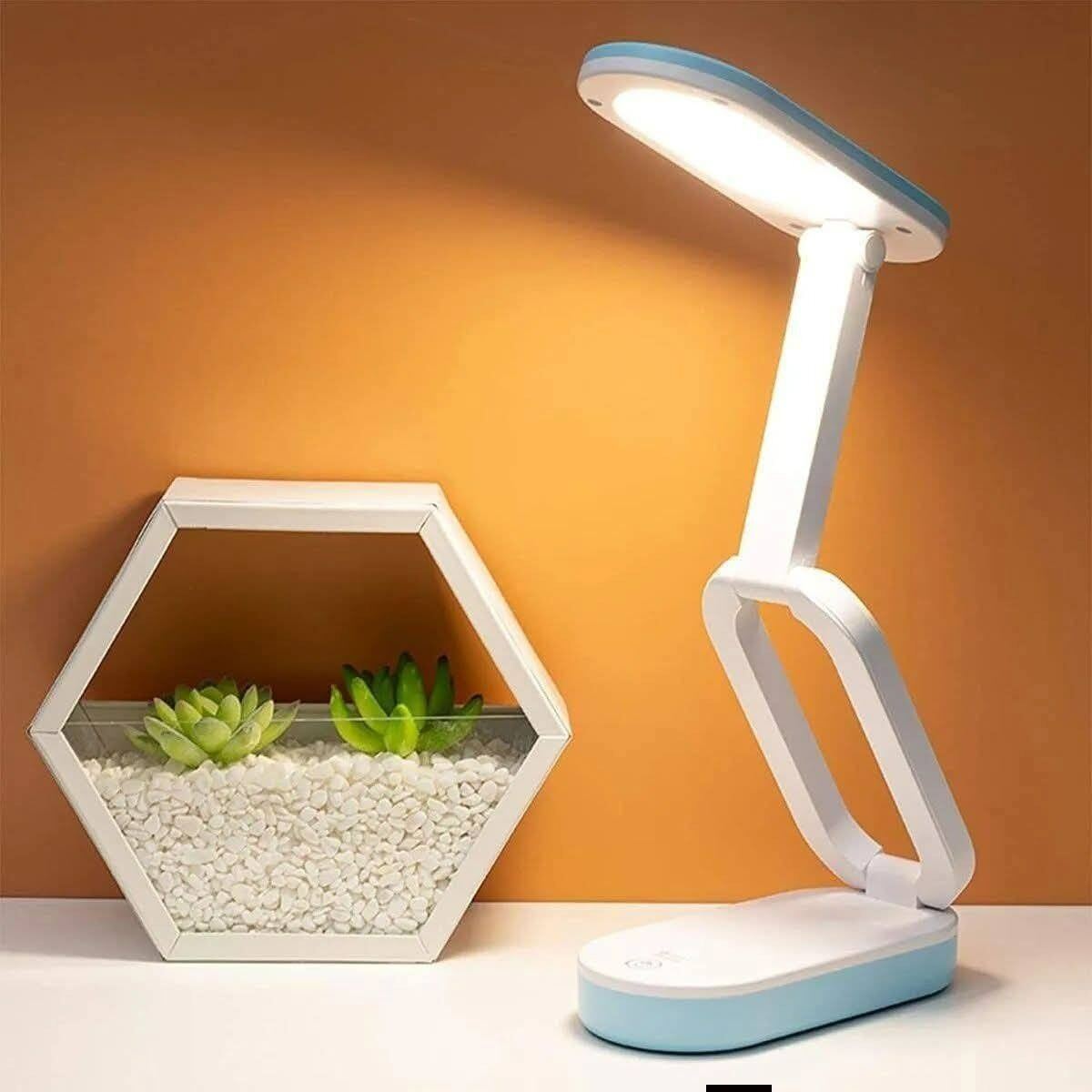 Picture of YAGE Foldable Rechargeable LED Desk Table Lamp – Eye Protection Reading Light, Portable Foldable Bedside Lamp for Study, Dormitory, Office & Home White