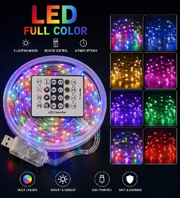 Picture of 32FT Smart App Control LED Fairy Light – Bluetooth RGB Decorative Light with Multiple Lighting Modes for Bedroom, Room, Party & Home Decoration Multicolor