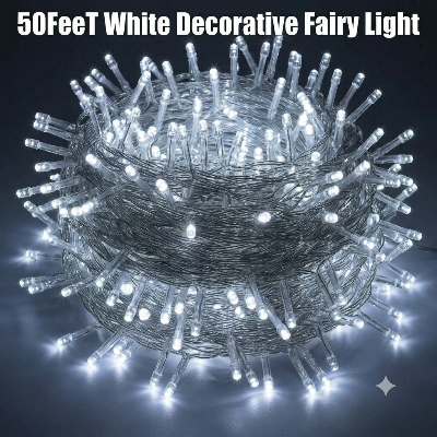 Picture of 50FT White Decorative Fairy Light – LED Room Decoration Light for Bedroom, Curtain, Wall, Wedding, Party, Garden & Home Decor White