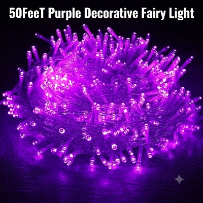 Picture of 50FT Purple Decorative Fairy Light – LED Room Decoration Light for Bedroom, Curtain, Wall, Wedding, Party, Garden & Home Decor Purple