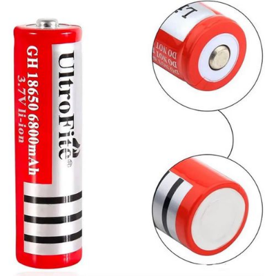 Picture of 18650 Rechargeable Lithium-ion Battery 3.7V Flat Top Li-ion Cell for LED Torch Flashlight Emergency Light DIY Battery Pack Power Bank Red