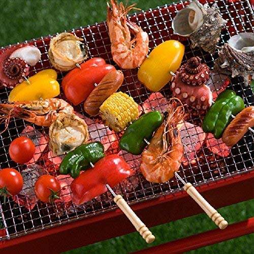 Picture of 12-Piece Stainless Steel Barbecue Grill Sticks with Heat-Resistant Wood Handles - Brown