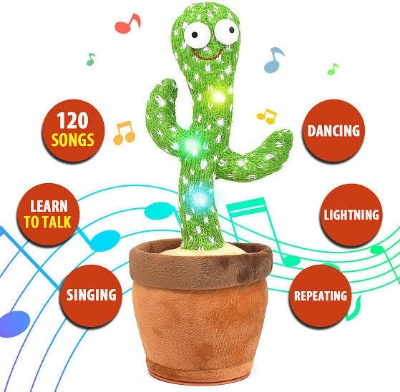 Picture of Dancing Cactus Talking Cactus Stuffed Plush Toy Electronic Toy with Song Plush Cactus Potted Toy Early Education Toy for Kids - Green