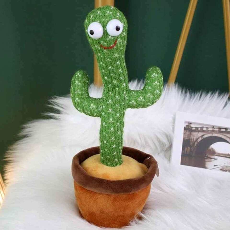 Picture of Dancing Cactus Talking Cactus Stuffed Plush Toy Electronic Toy with Song Plush Cactus Potted Toy Early Education Toy for Kids - Green