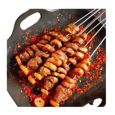 Picture of 12pcs Stainless Steel Metal Barbeque Skewer Needle BBQ Kebab Stick Set - Multicolor