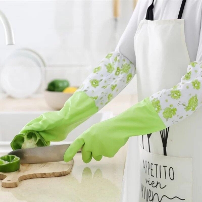 Picture of High Quality Silicone Dish Washing Kitchen Hand Gloves 1 Pair - Multicolor