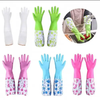 Picture of High Quality Silicone Dish Washing Kitchen Hand Gloves 1 Pair - Multicolor