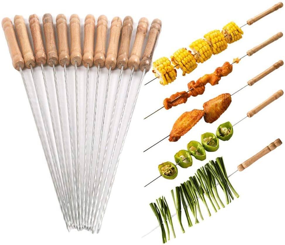 Picture of 12 Pieces Barbecue Grill Sticks Set - Brown