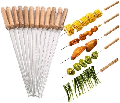 Picture of 12 Pieces Barbecue Grill Sticks Set - Brown
