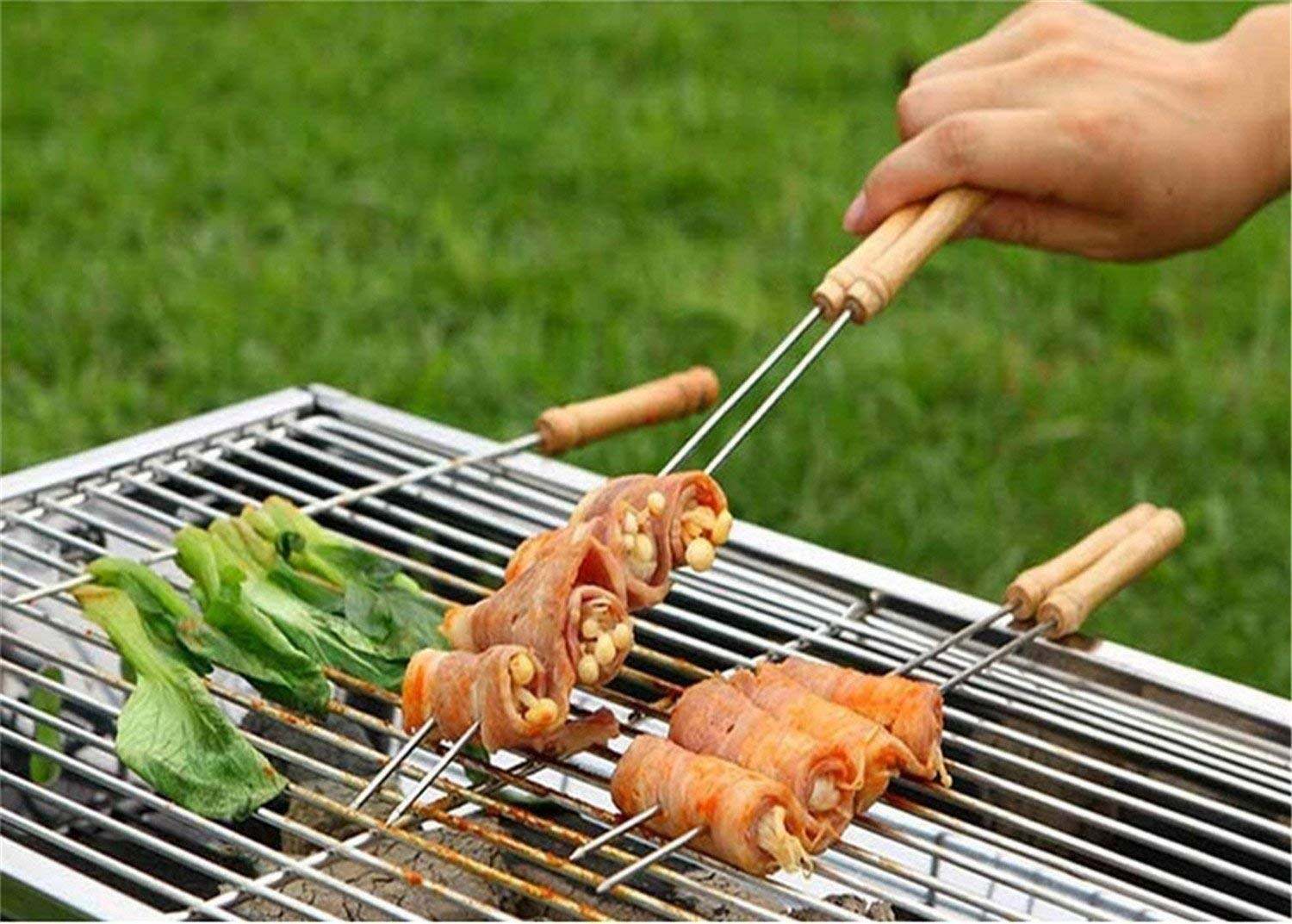 Picture of 12 Pieces Barbecue Grill Sticks Set - Brown