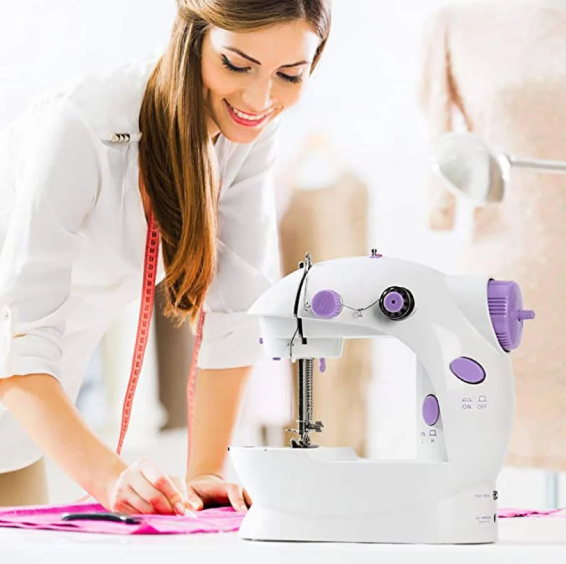 Picture of Dual Speed Portable Mini Electric Pedal Sewing Machine - white