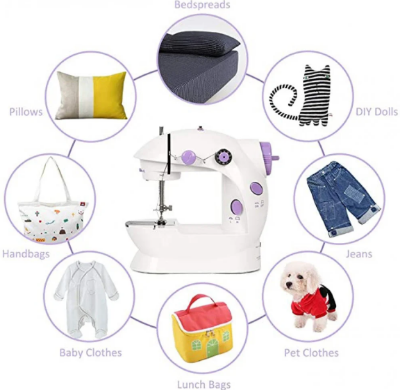 Picture of Dual Speed Portable Mini Electric Pedal Sewing Machine - white