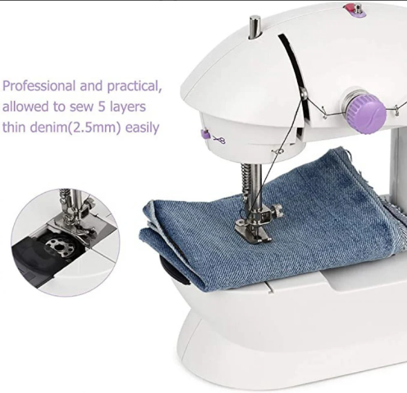 Picture of Dual Speed Portable Mini Electric Pedal Sewing Machine - white