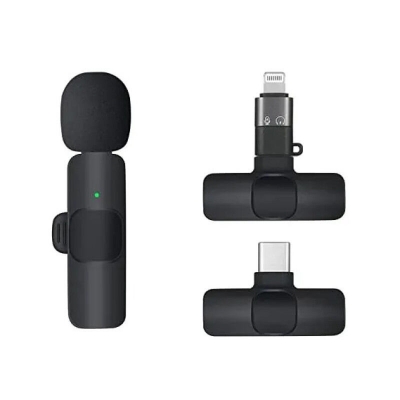 Picture of K9 Single Wireless Lavalier Microphone Studio Gaming Type-C PC Computer Professioanl Lapel Mic Live Broadcast Mobile Phone - Black