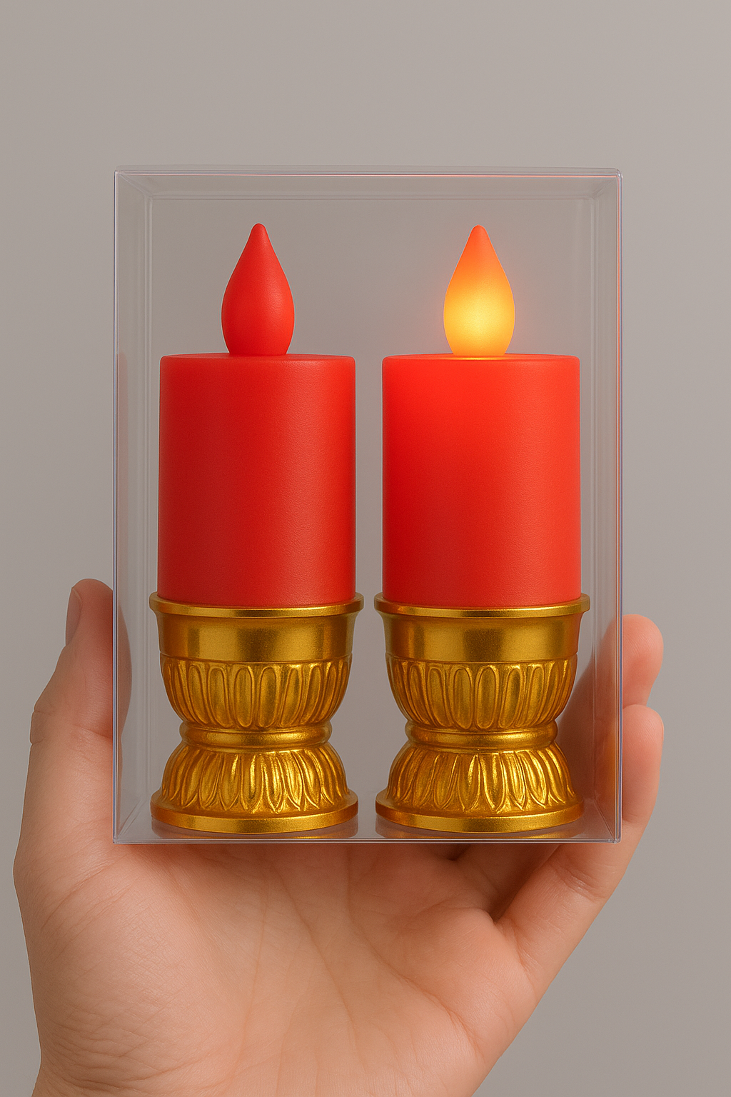 Picture of Premium Golden Base Flameless LED Candle Light Set with Warm Romantic Glow for Home Decoration & Special Occasions - Multicolor