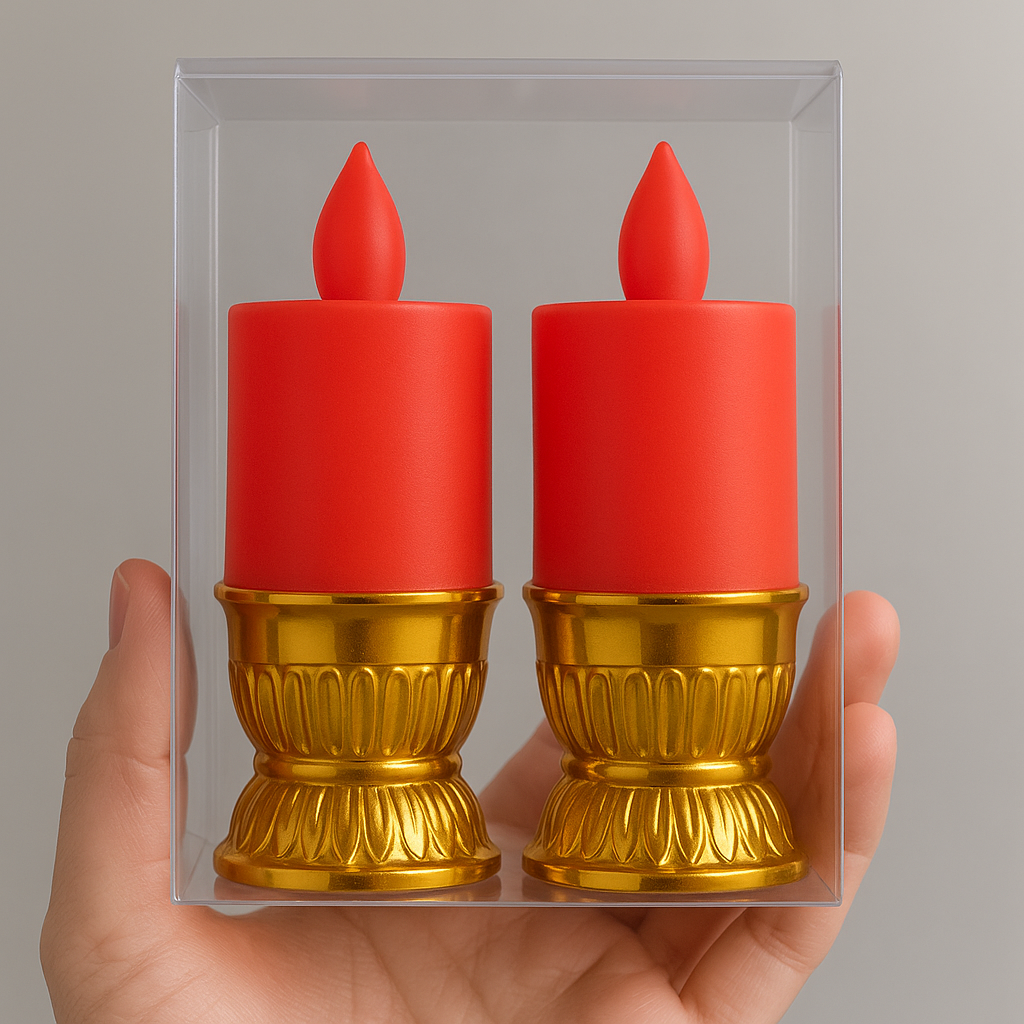 Picture of Premium Golden Base Flameless LED Candle Light Set with Warm Romantic Glow for Home Decoration & Special Occasions - Multicolor