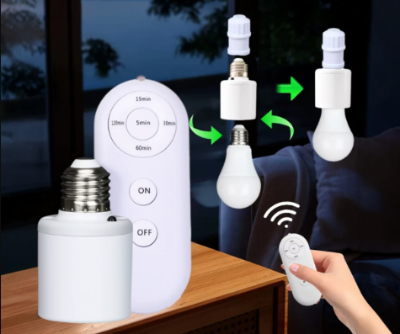 Picture of Smart AC220V Wireless remote Control Lamp Holder With Timing Adjustment Function Smart Light LED Lamp Base Universal - White