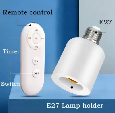 Picture of Smart AC220V Wireless remote Control Lamp Holder With Timing Adjustment Function Smart Light LED Lamp Base Universal - White