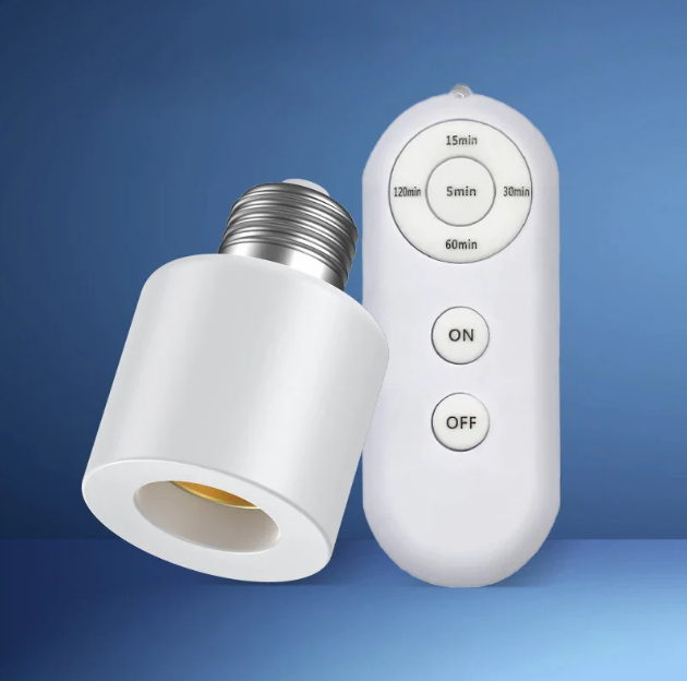 Picture of Smart AC220V Wireless remote Control Lamp Holder With Timing Adjustment Function Smart Light LED Lamp Base Universal - White
