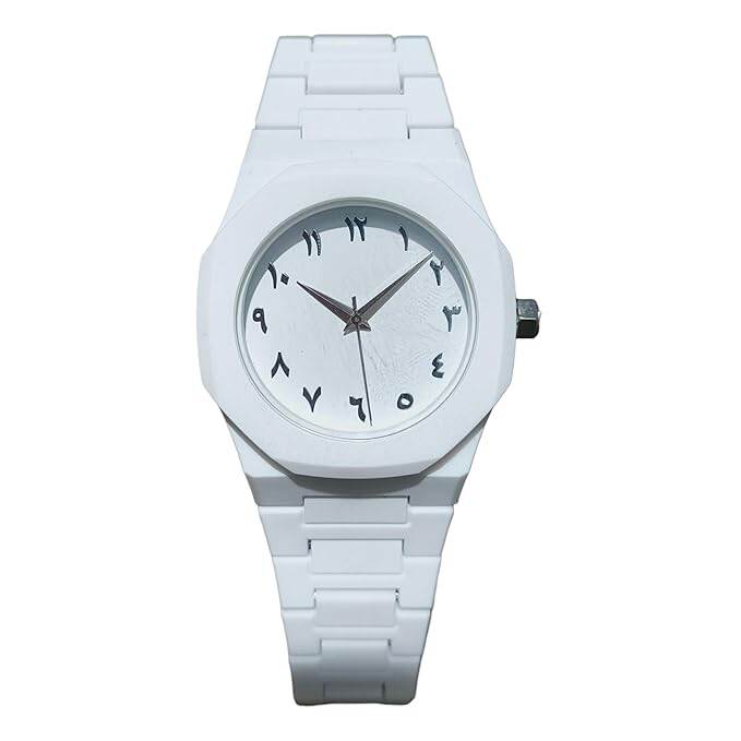 Picture of Arabic Aura Watch – Carbon Fiber Look Body with Sleek & Modern Design - White - White