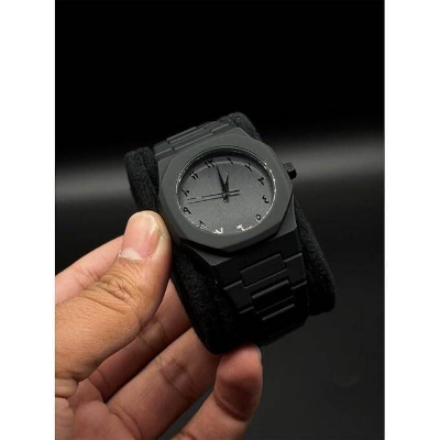 Picture of Arabic Aura Men's Watch with Arabic Numerals Matte Black Minimalist Analog Watch - Black