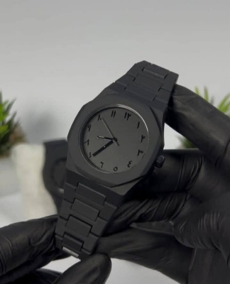 Picture of Arabic Aura Men's Watch with Arabic Numerals Matte Black Minimalist Analog Watch - Black
