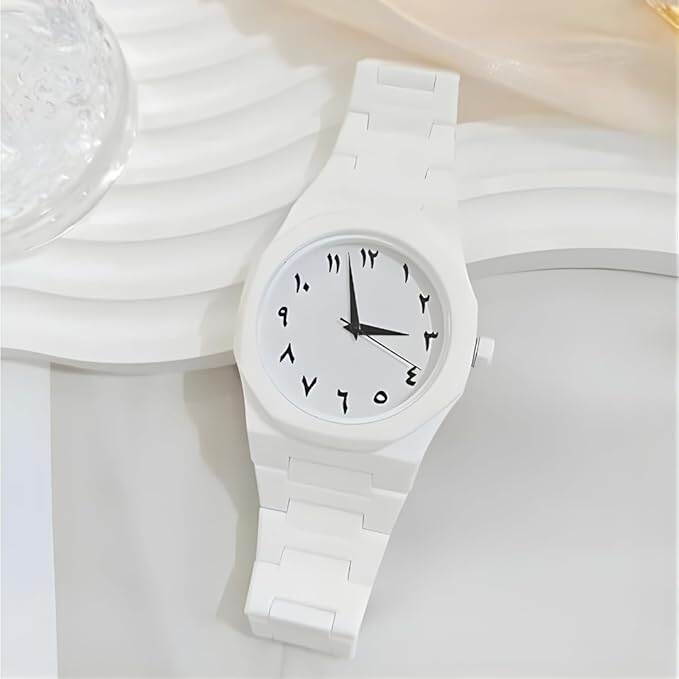 Picture of Arabic Aura Watch – Carbon Fiber Look Body with Sleek & Modern Design - White - White