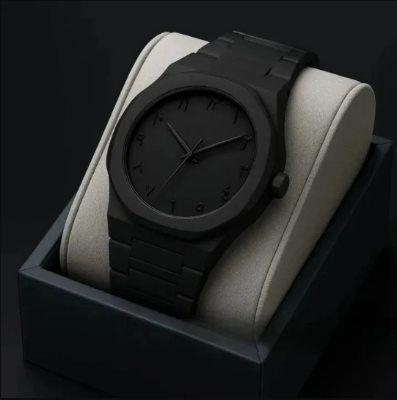 Picture of Arabic Aura Men's Watch with Arabic Numerals Matte Black Minimalist Analog Watch - Black
