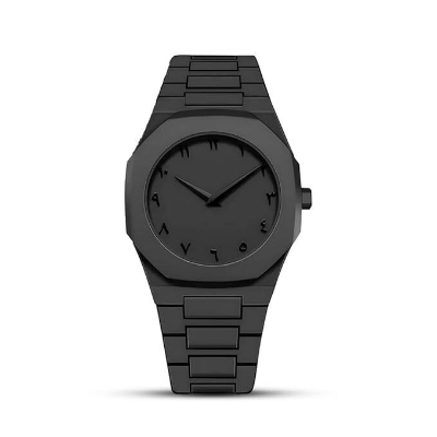 Picture of Arabic Aura Men's Watch with Arabic Numerals Matte Black Minimalist Analog Watch - Black