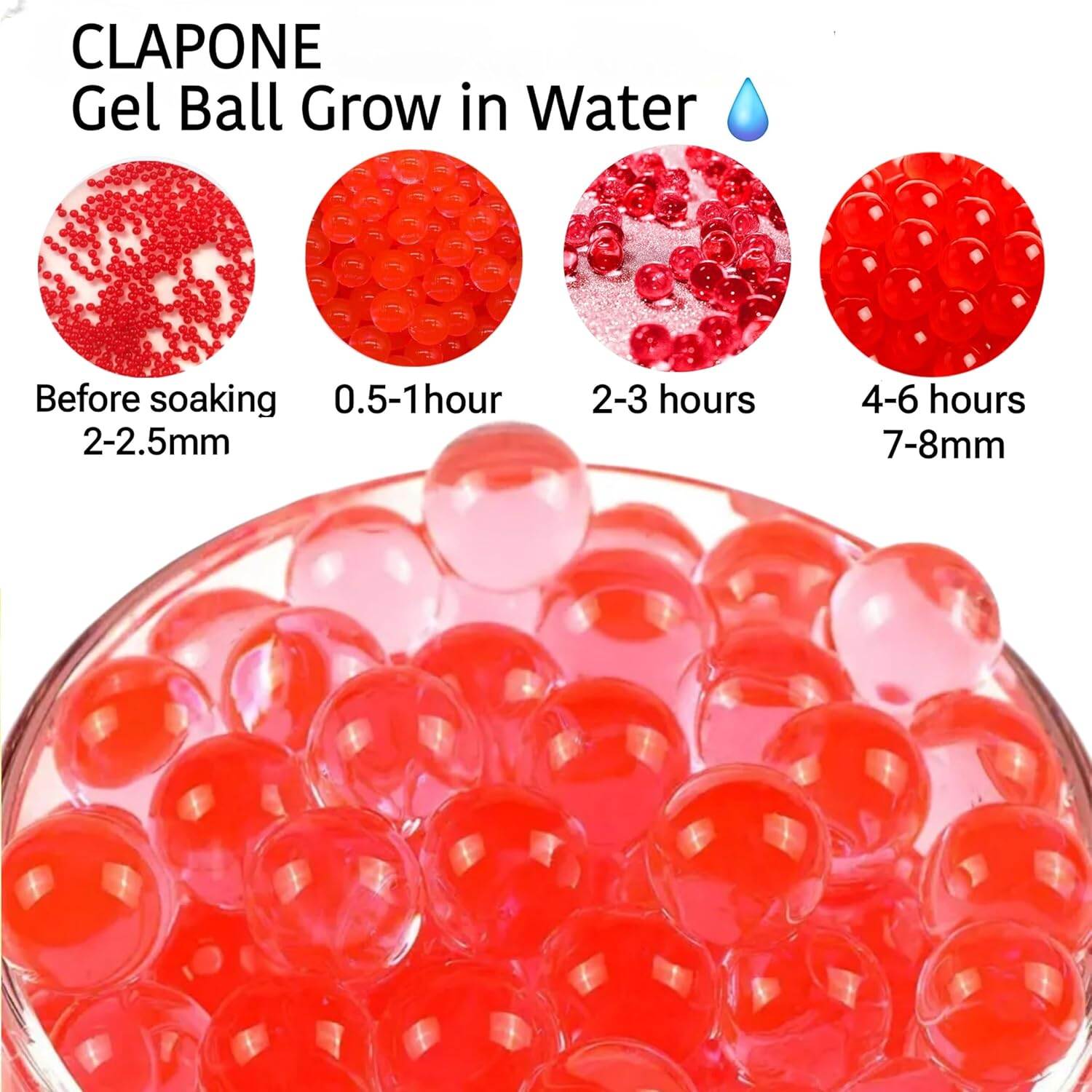Picture of Gel Blaster Gel Balls (7–8mm) – Super Absorbent Non-Toxic Gellets Refill Jar (30K Pack) - Red