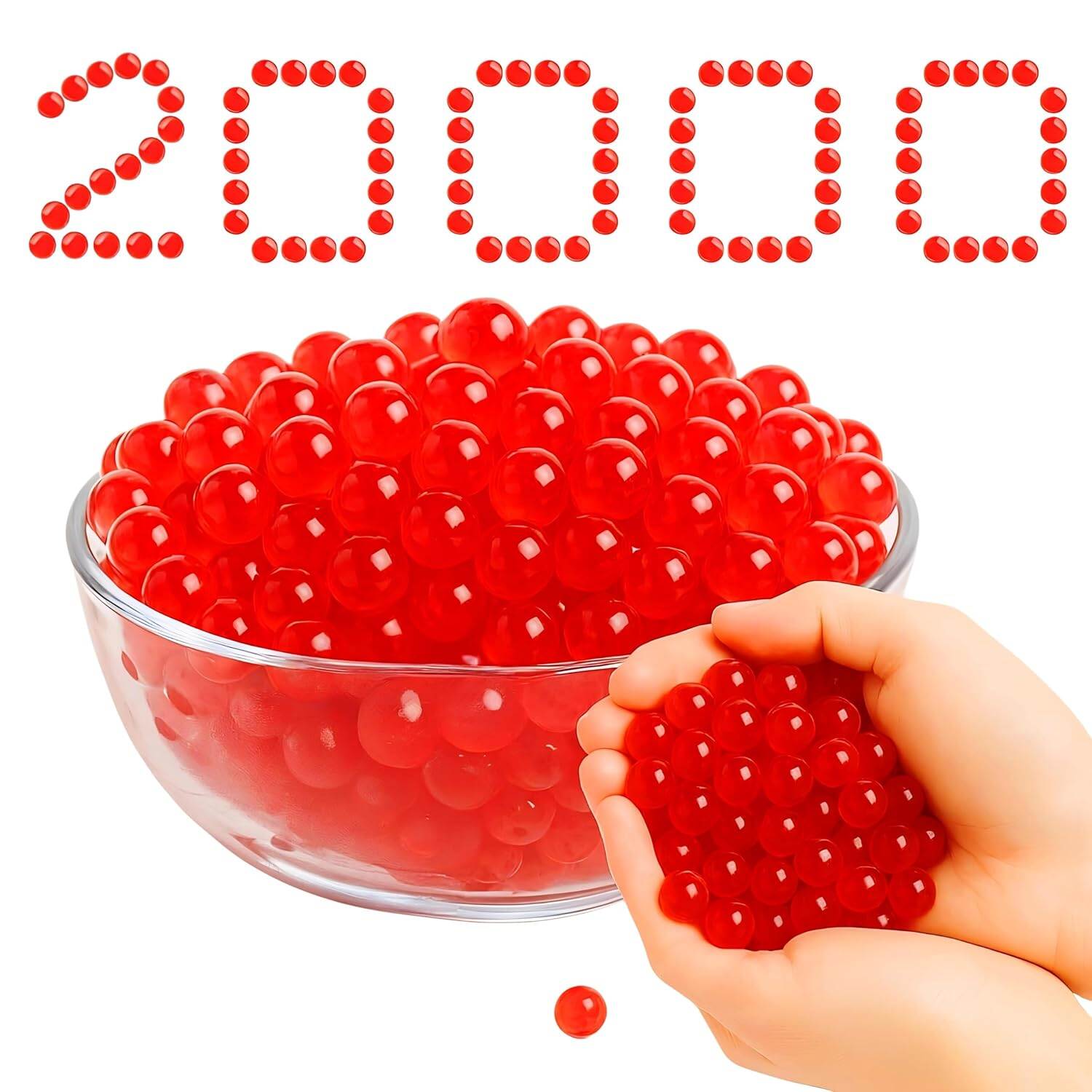 Picture of Gel Blaster Gel Balls (7–8mm) – Super Absorbent Non-Toxic Gellets Refill Jar (30K Pack) - Red