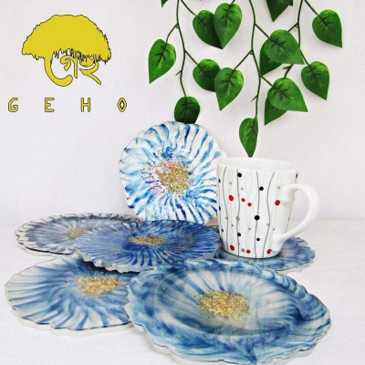 Picture of "Irregular Blue" Handmade Resin Coasters Set of 6pcs
